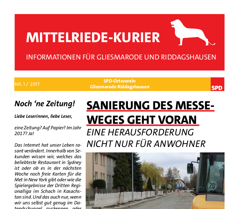 Die erste Ausgabe des Mittelriede-Kuriers